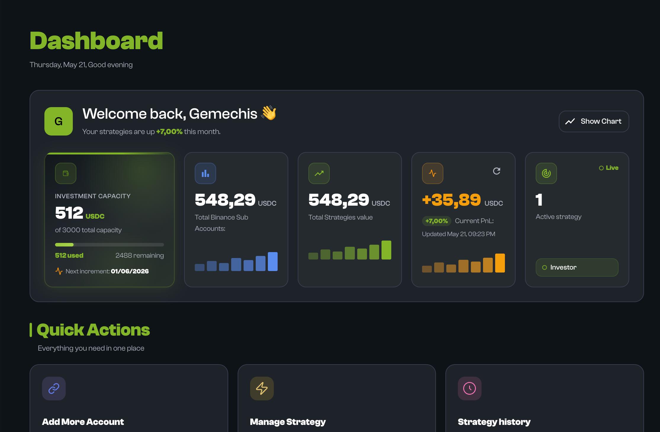 Fintech and rewards platform dashboard showing wallet balance and rewards